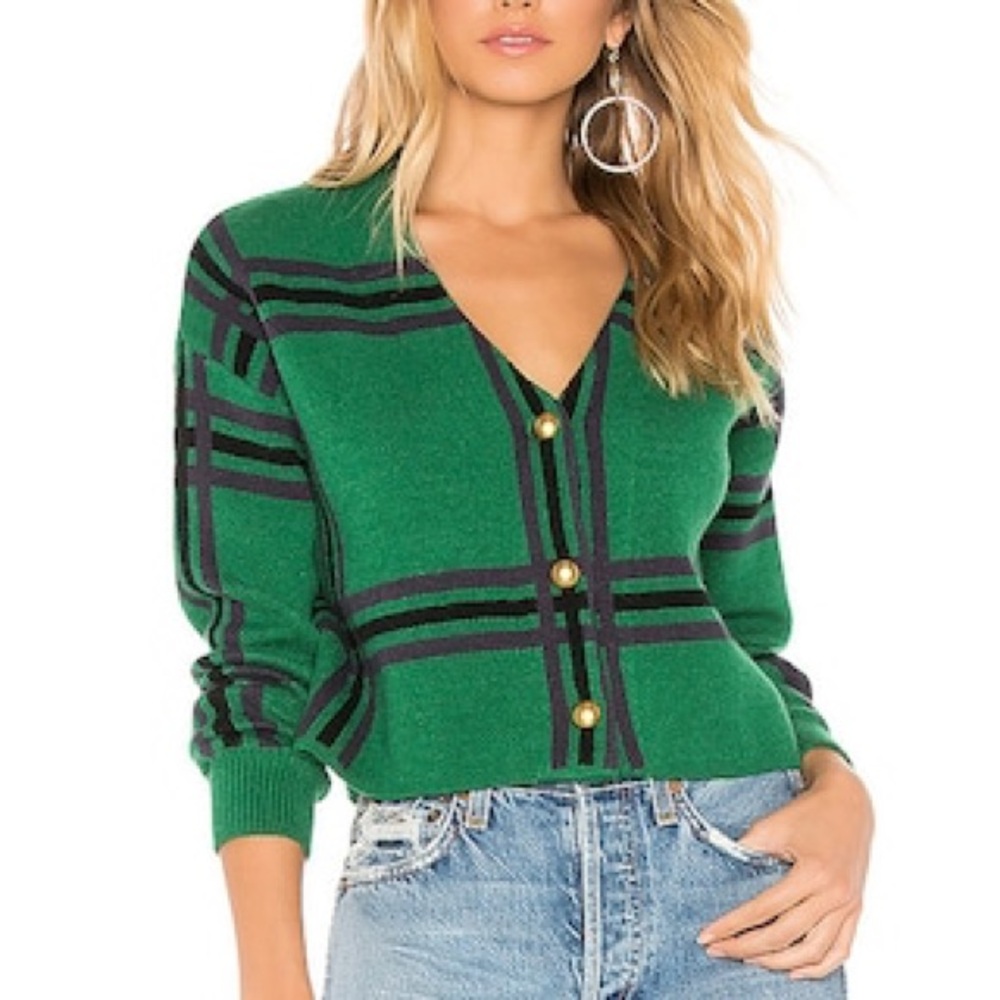 Tularosa Bellair Cardi in Green Plaid M